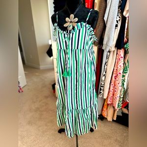 JCrew Factory Blue and Green Striped Dress or Coverup Sz Small